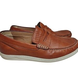 HS Trask  Brown Leather Penny Loafer Men 8.5 Driving Shoe Slip On‎ sophisticated